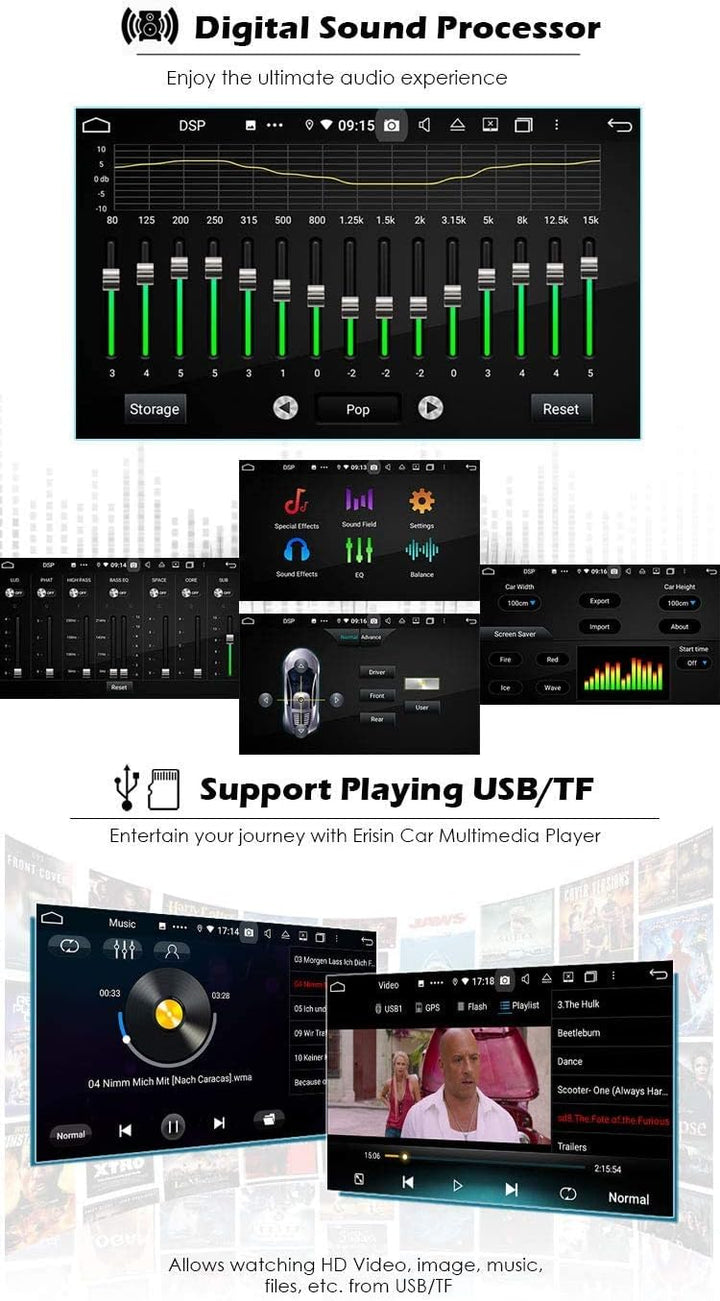 Erisin 9 Zoll 8-Kern 4GB RAM 64GB ROM Android 11 Autoradio mit GPS Navi FĂŒr VW Golf 5 Golf 6 T5 Tigu