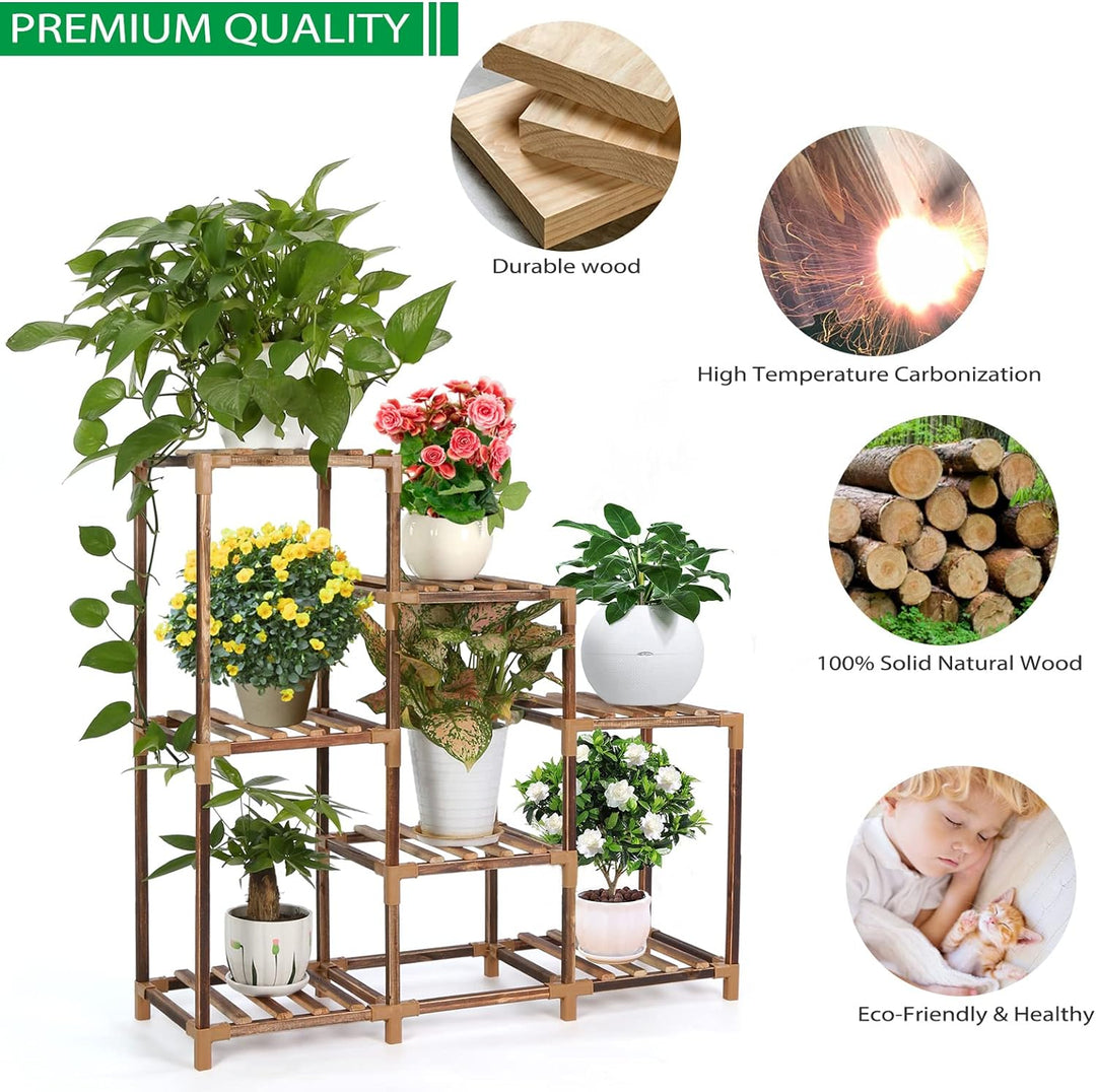 VIEWALL Pflanzenregal Holz BlumenstÀnder Multifunktionaler Kreativer Holz Blumentreppe Dekoration Pf