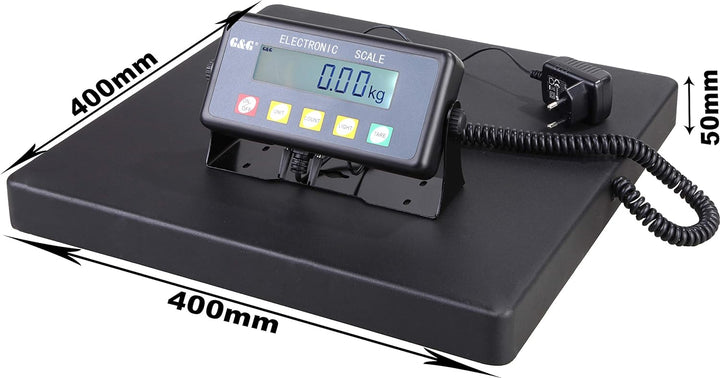 G&G PSB Paketwaage Plattformwaage, robuste 40 × 40 cm Wiegefläche aus Aluminumguss / Batteriebetrieb