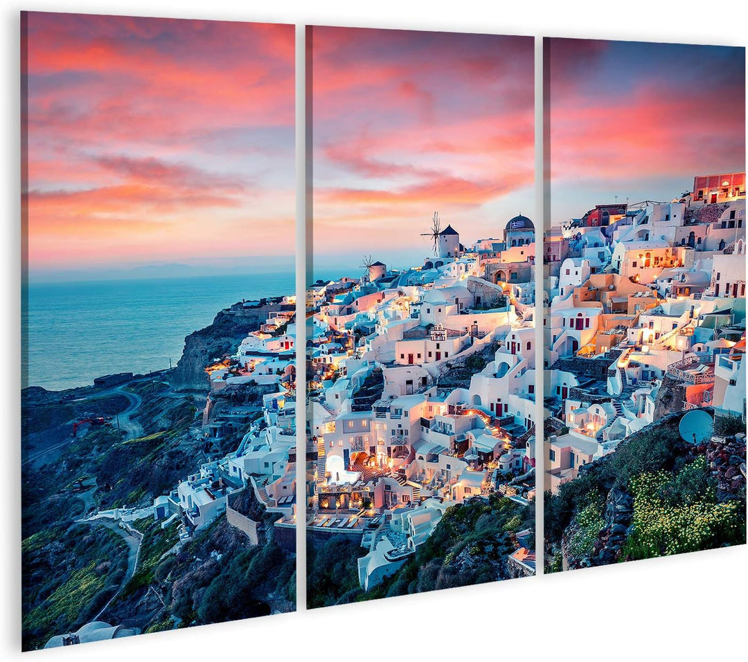 Bild Bilder auf Leinwand Beeindruckende Abendsicht auf die Insel Santorini. Malerischer Frühlingsson