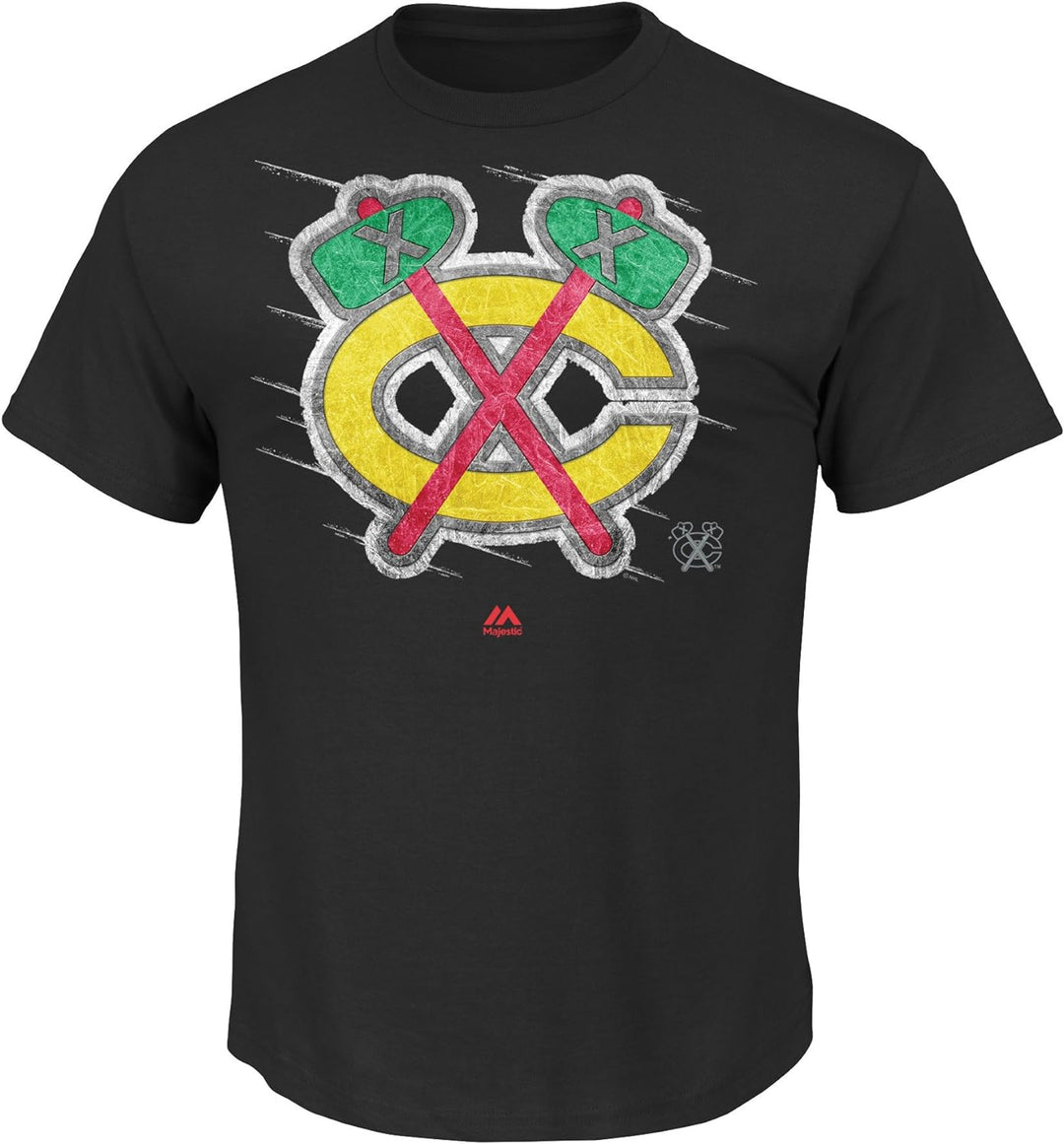 Majestic NHL Herren Pond Hockey-T-Shirt Chicago Blackhawks XL, Chicago Blackhawks XL