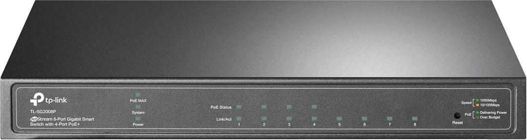 TP-Link TL-SG2008P 8-Port Smart Managed Netzwerk LAN Switch mit 4 PoE+ Ports (62 Watt, IEEE-802.3af/