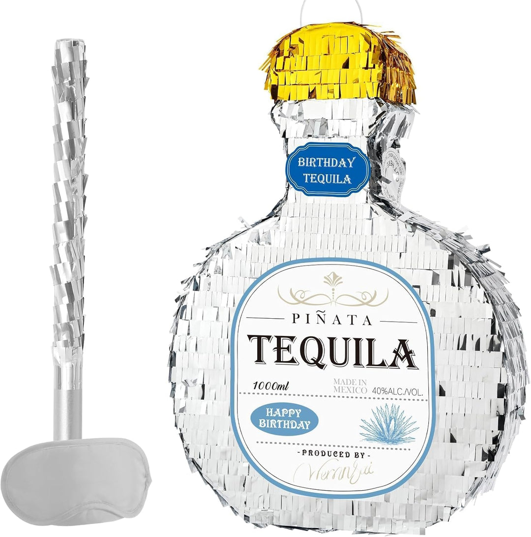 WERNNSAI Tequila Flaschen Piñata – Tequila Cheers Party Piñata mit Augenbinde und Stockspiel für Erw
