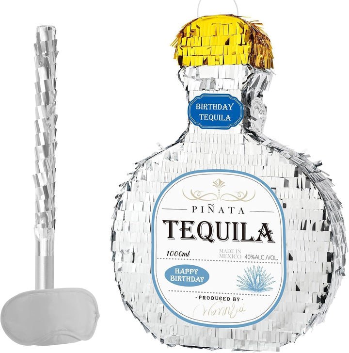 WERNNSAI Tequila Flaschen Piñata – Tequila Cheers Party Piñata mit Augenbinde und Stockspiel für Erw