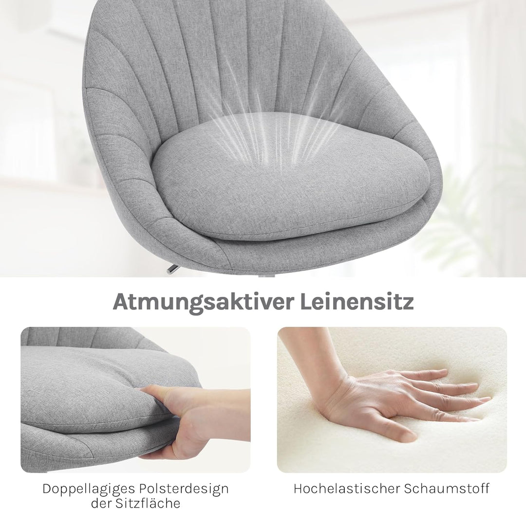 WOLTU Homeoffice Stuhl, Bürostuhl ergonomisch, Schminkstuhl drehbar, Drehstuhl mit Rollen, Schreibti