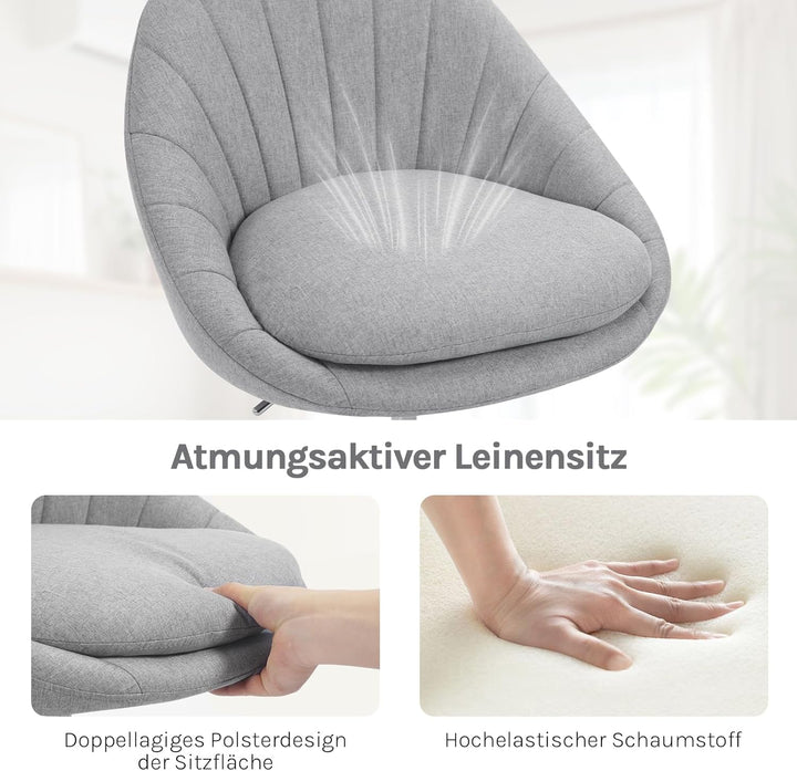 WOLTU Homeoffice Stuhl, Bürostuhl ergonomisch, Schminkstuhl drehbar, Drehstuhl mit Rollen, Schreibti
