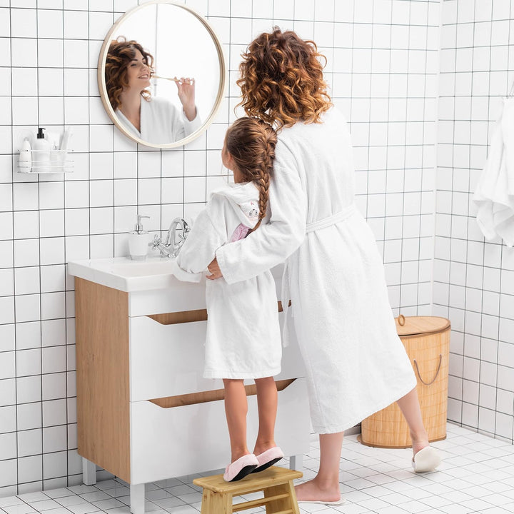 Relaxdays Fussbank, Bambus, bis 100 kg, Stabiler Tritthocker, Kinderhocker Bad, Hocker, HxBxT: 20 x