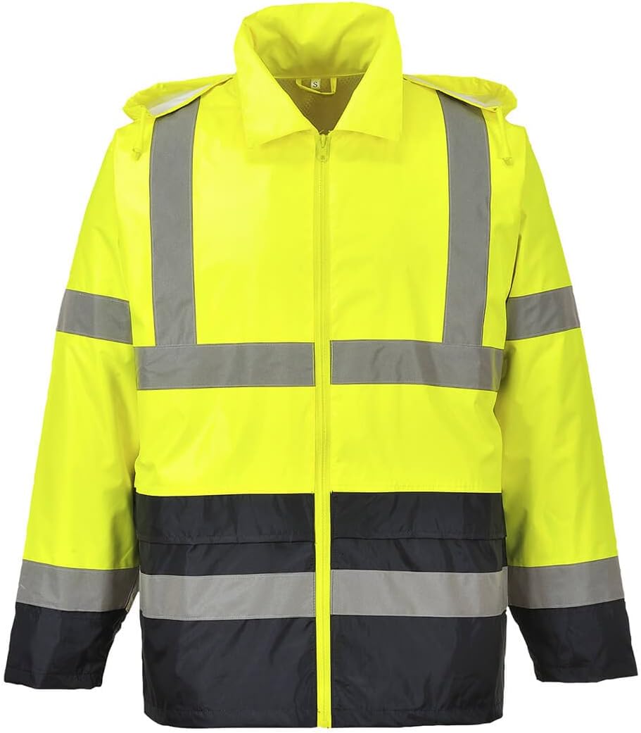 Portwest Klassische Kontrast Warnschutz-Regenjacke, Grösse: XXXL, Farbe: Gelb/Schwarz, H443YBRXXXL,