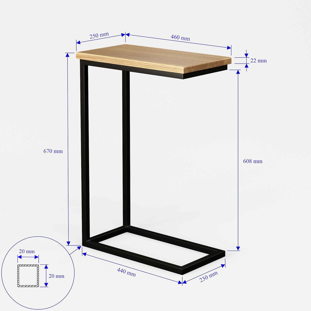 BestLoft® Beistelltisch San Jose (CSH) Laptoptisch Betttisch Couchtisch (Gestell schwarz+Platte hell