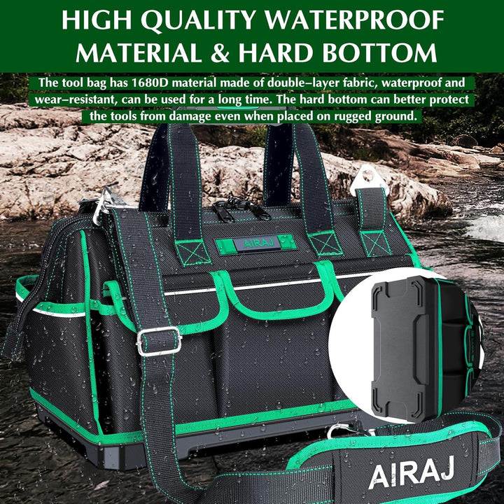 AIRAJ 16“ Mesh Pocket Werkzeugtasche Mit Reflective Strips,Werkzeugtaschen mit Weitem Mund mit 15 Ta