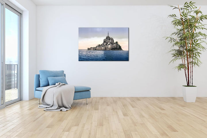 deyoli Küste von Mont St Michel Format: 100x70 als Leinwandbild, Motiv fertig gerahmt auf Echtholzra