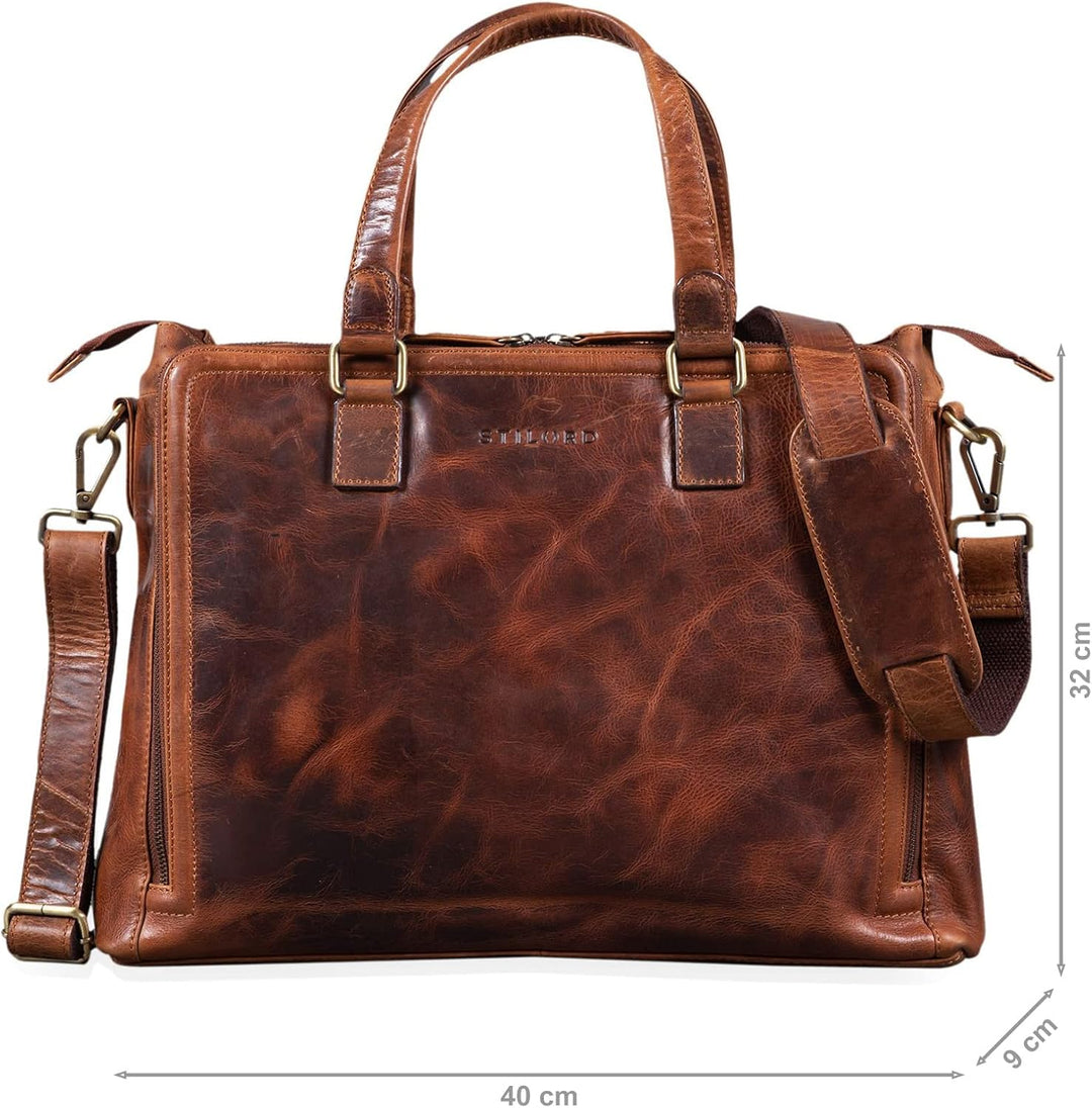 STILORD 'Claire' Businesstasche Damen Leder 15 Zoll Laptoptasche DIN A4 Aktentasche Umhängetasche un