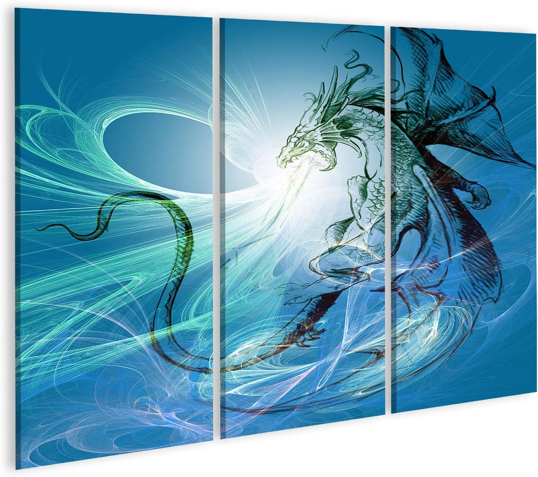 islandburner Bild auf Leinwand Feuer Spuckender Drache Fantasy Jugendzimmer Bilder Wandbilder Poster