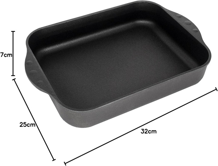 Eurolux Auflaufform Induktion 32 x 25 cm - Kleiner rechteckiger Aluguss Bräter mit Beschichtung