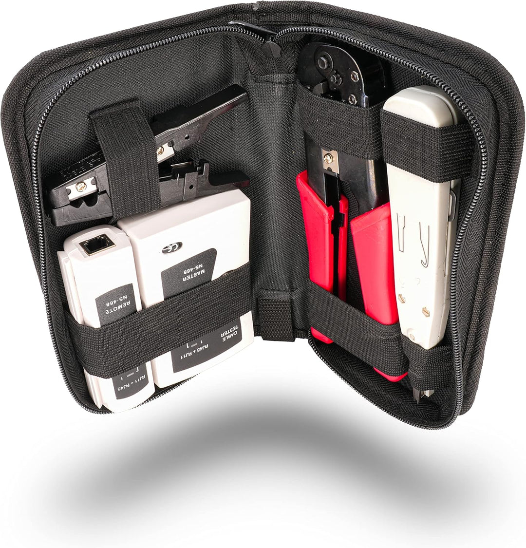 BIGtec Crimpzange RJ45 - Kabeltester Leitungs-Tester RJ 45 RJ11 RJ12 - LSA Anlegewerkzeug Auflegewer