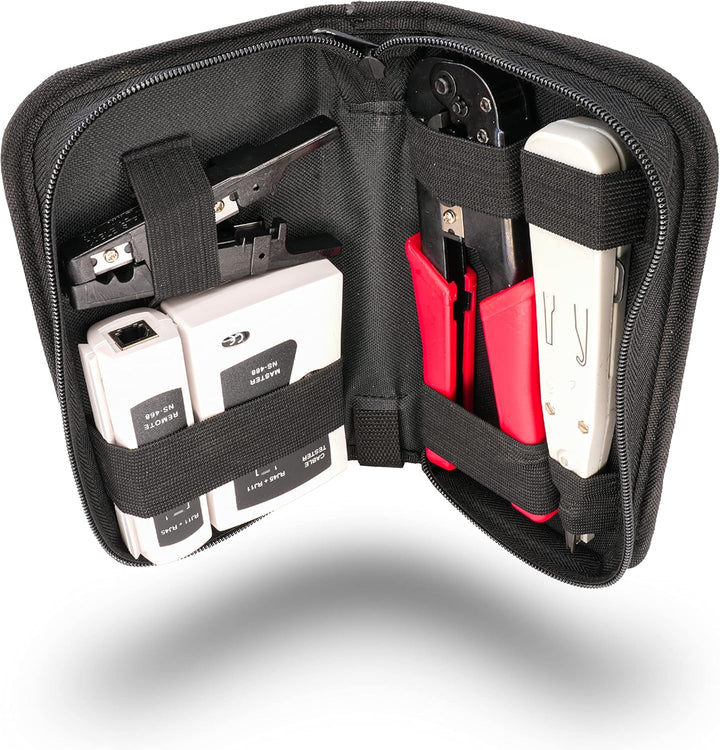 BIGtec Crimpzange RJ45 - Kabeltester Leitungs-Tester RJ 45 RJ11 RJ12 - LSA Anlegewerkzeug Auflegewer