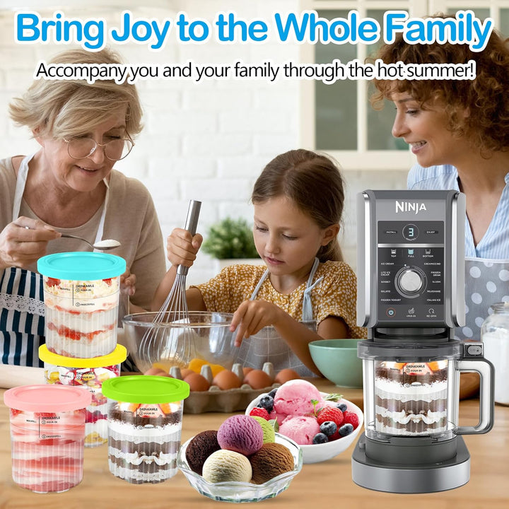 Apritsce Creami Deluxe Behälter für Ninja Eismaschine, 4 Stück Eisbehälter für Speiseeis für Ninja N