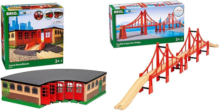 BRIO Eisenbahn Grosser Ringlokschuppen Mit Drehscheibe & World 33683 - Hängebrücke - Eisenbahnzubehö