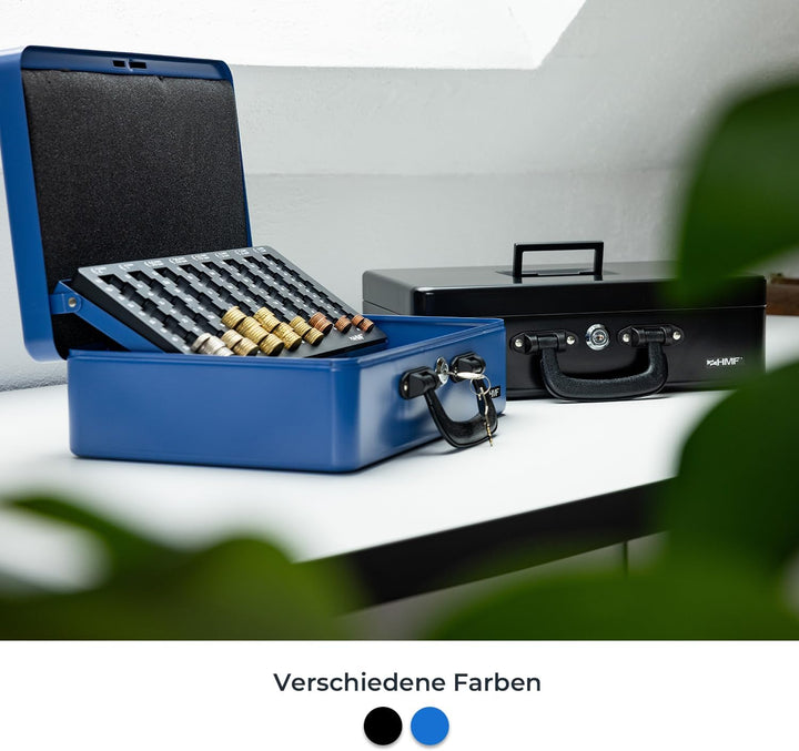 HMF 22037-05 Geldkassette Geldzählkassette 2 Tragegriffe, 36 x 25 x 11 cm, blau, Blau