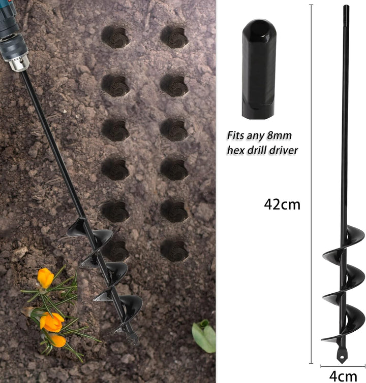 Gartenbohrer Erdbohrer für Bohrmaschine,Pflanzbohrer für Akkuschrauber,Grabungswerkzeug zum Pflanzen