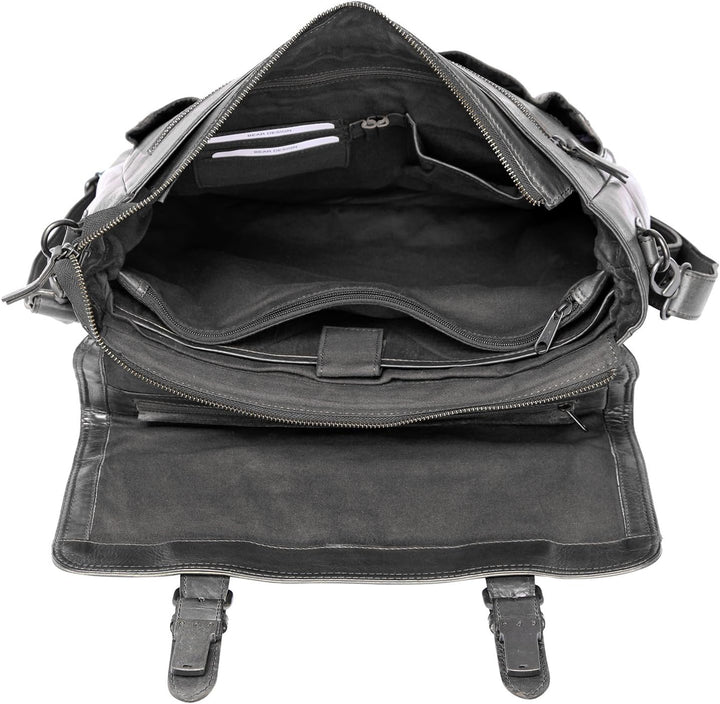 Bear-Design Business- / Laptop- / Aktentasche Collegetasche XXL (34/34/ 10) UNISEX, gewaschenes Lede