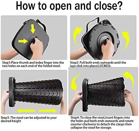 FIEMACH Tragbarer Klapphocker, Teleskophocker Faltbar Campinghocker für Outdoor Camping Angeln BBQ D