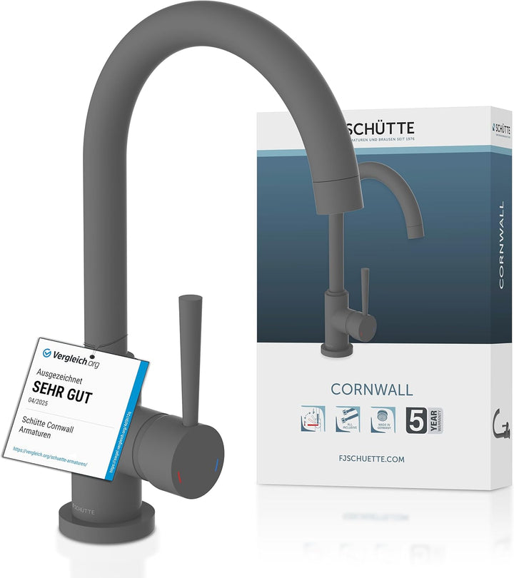 SCHÜTTE 79164 Küchenarmatur Cornwall, 360 Grad schwenkbarer Wasserhahn Küche, Mischbatterie für die