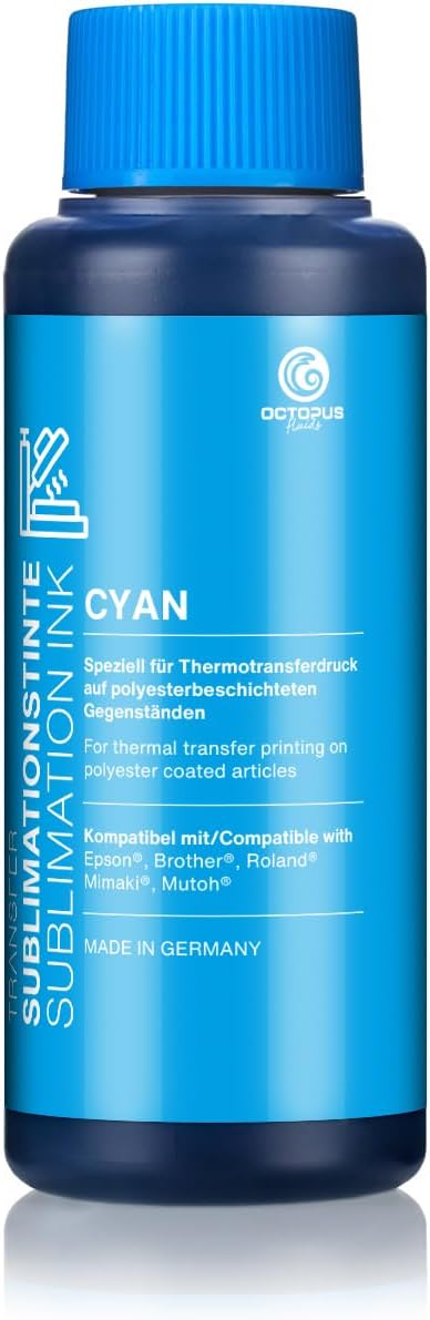 Octopus 1000 ml (1L) Sublimationstinte cyan (blau) für Textildruck, Transferdruck, Sublimation Ink k