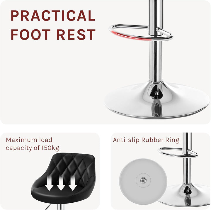 WOLTU 4er Set Barhocker Bistrohocker Tresenhocker Barstuhl Höhenverstellbar, Drehbar, Sitzfläche aus