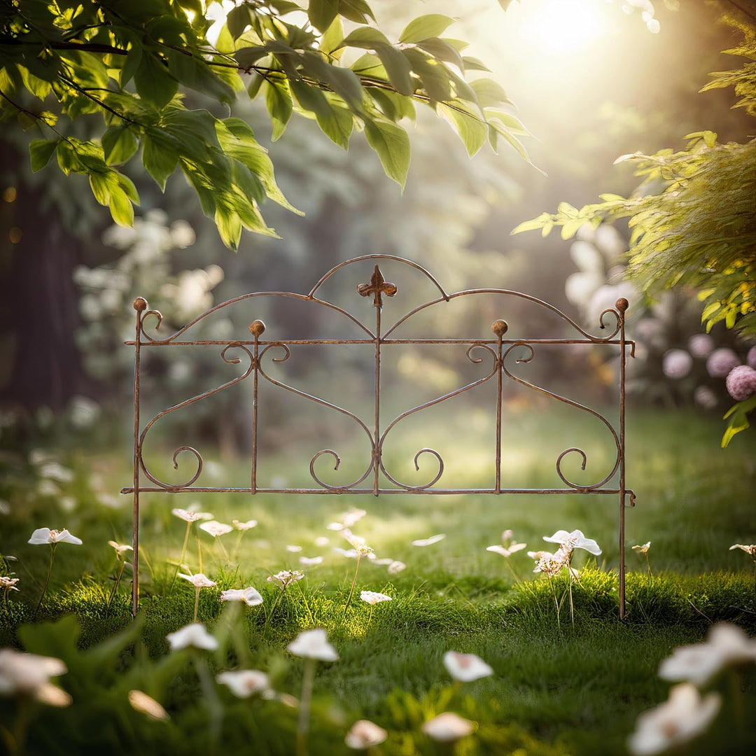 ecosoul Beetzaun Gartenzaun Rankhilfe Metall Eisen Rost Deko 50cm hoch x 60cm lang Zaun Zaunelement