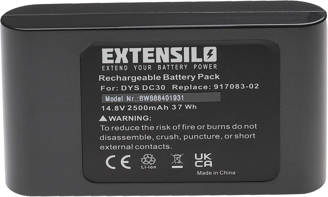 EXTENSILO Akku kompatibel mit Dyson DC30, DC30 White, DC35 Staubsauger (2500mAh, 14,8V, Li-Ion, dunk