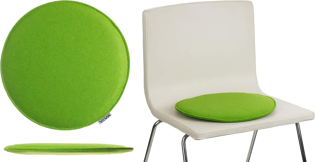 Sitzkissen Filz Rund 6er Set – Ø 35 cm in Grün – Stuhlkissen aus Filz für Innen & Aussen – robuste S