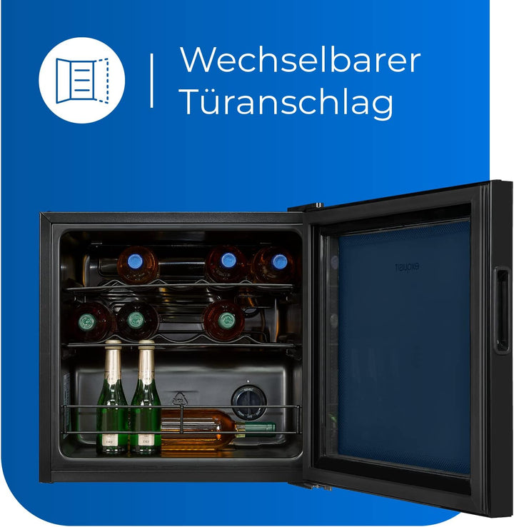 Exquisit Weinkühler WS1-12-GT-030G schwarz | 43 l Nutzinhalt | Schwarz | Kühlen | Wein | Flaschengit