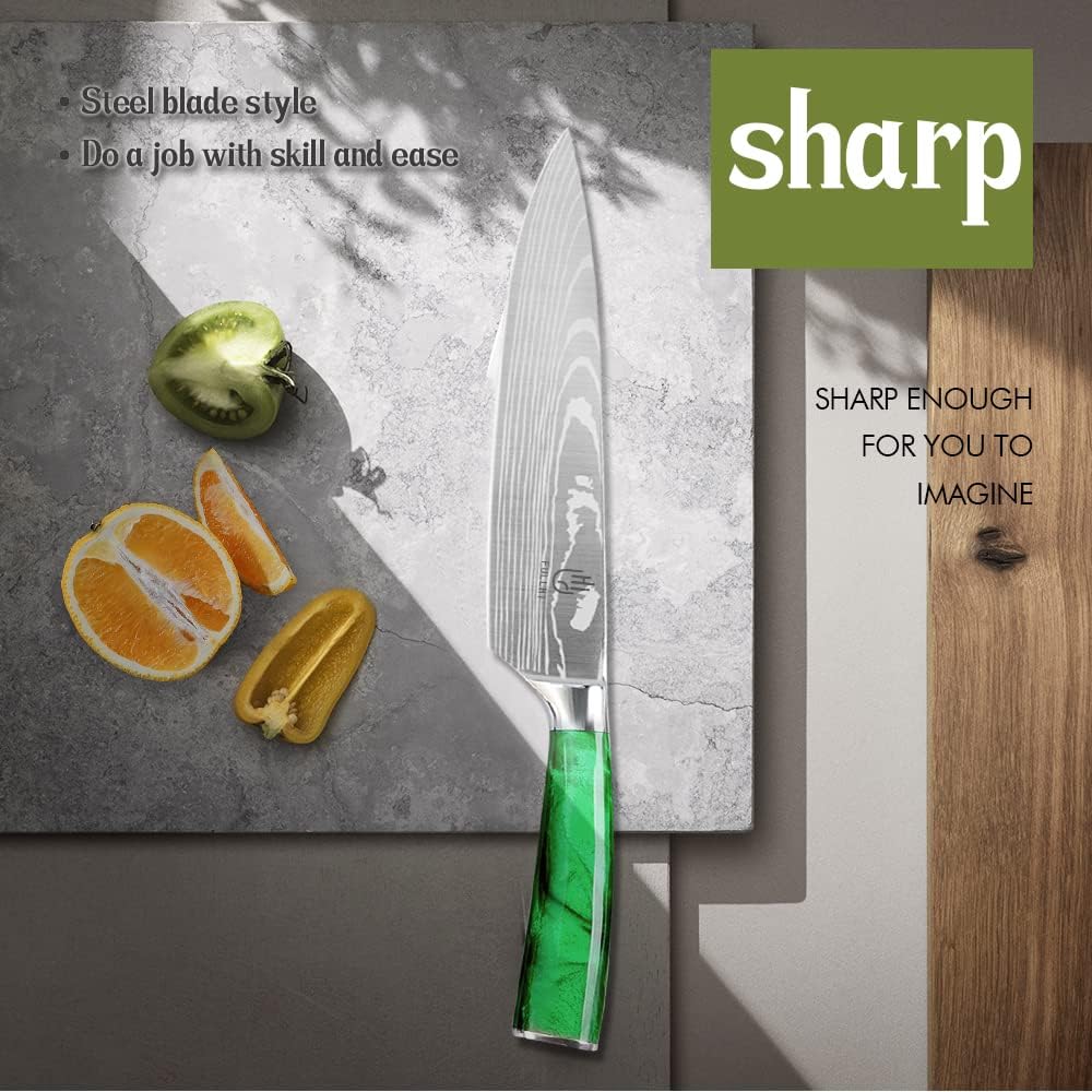 FULLHI Messer Set, 14pcs japanisches Messer Set, Mehrfarbige Premium deutsche Edelstahl Küchenmesser