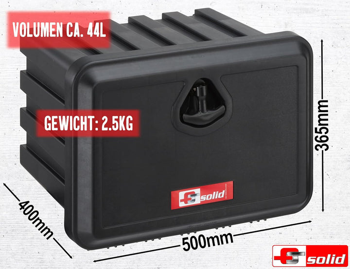 FTsolid Unterbaubox Staubox Anhängerkiste Gurtkiste Unterflurbox Werkzeugkiste (500x365x400), 500x36