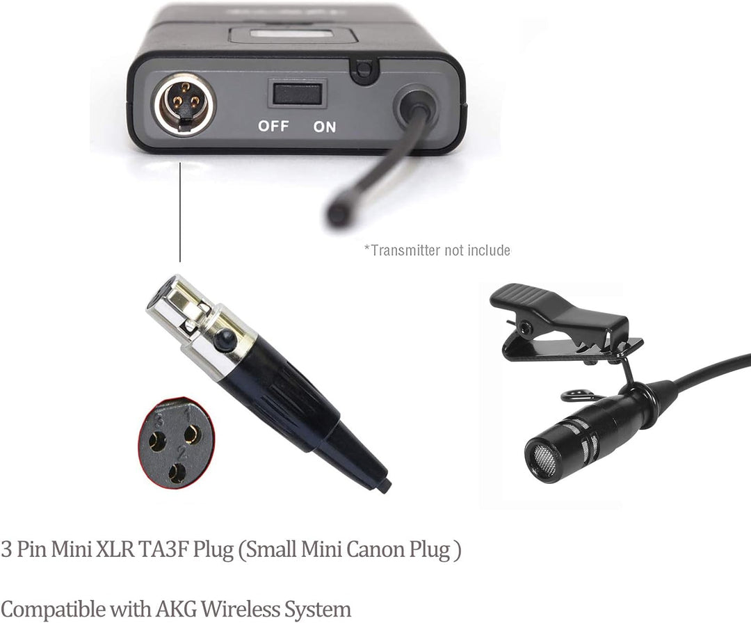 Sujeetec Lavalier Mikrofon Revers Mikrofon für AKG Samson kabellos Bodypack Transmitter Taschensende