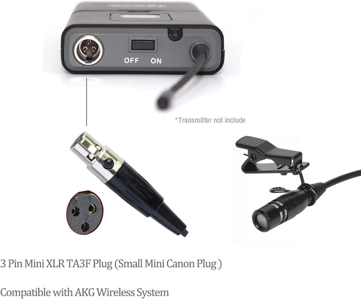 Sujeetec Lavalier Mikrofon Revers Mikrofon für AKG Samson kabellos Bodypack Transmitter Taschensende