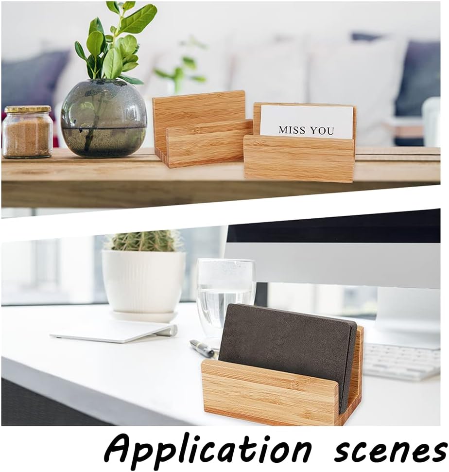 OLYCRAFT 4PCS Bambusholz Desktop Visitenkartenhalter Display Für Schreibtisch Natürliche Bambus Visi