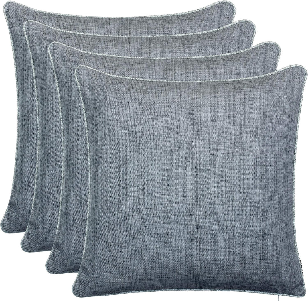 Brandsseller Outdoor Garten Kissen Dekokissen mit Paspel - Leinenoptik Uni Schmutz- und Wasserabweis