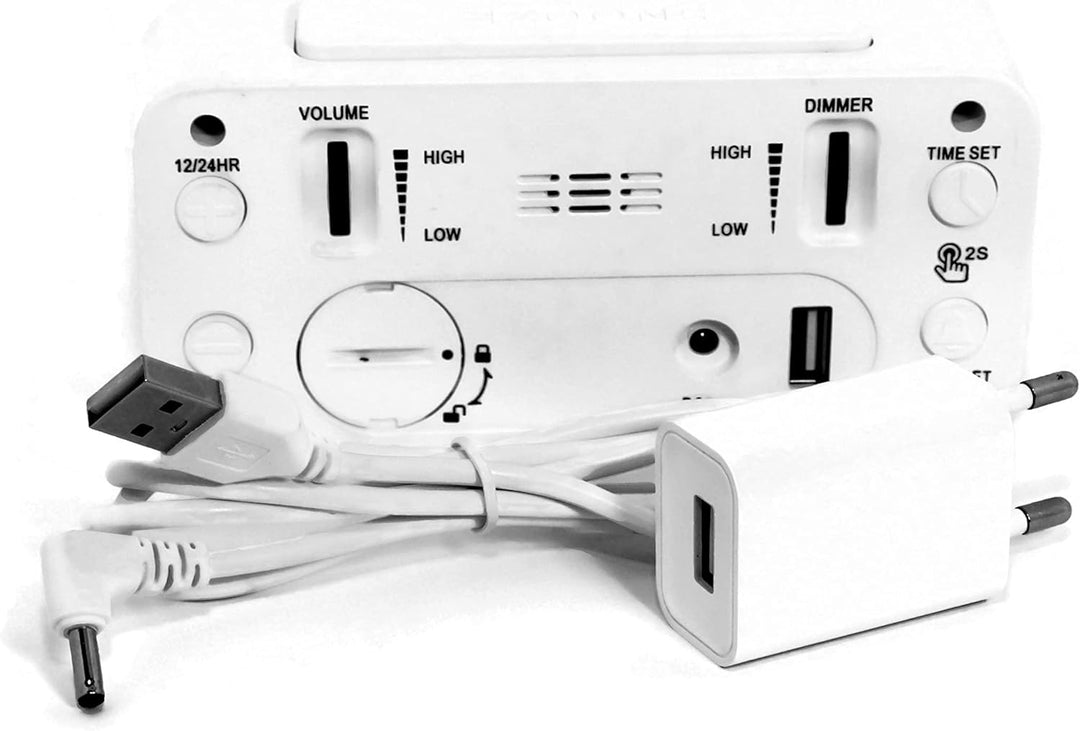 Atlanta Digitalwecker grosse LED Anzeige Alarm Lautstärkeregelung dimmbares Display - 2604/0 (Weiss)
