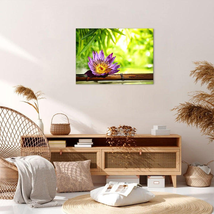 ARTTOR Bilder auf Leinwand Asien spa bambus blume Leinwandbild 70x50cm Wandbilder Dekoration Wohnzim