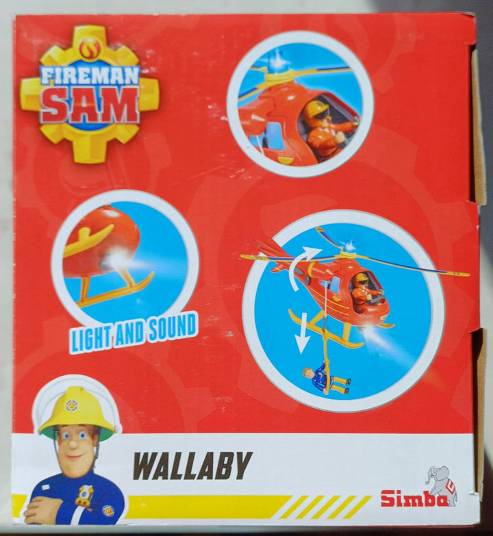 Simba - Feuerwehrmann Sam – Hubschrauber Wallaby 1 – Sound- und Lichtfunktionen – 1 Figur + Zubehör