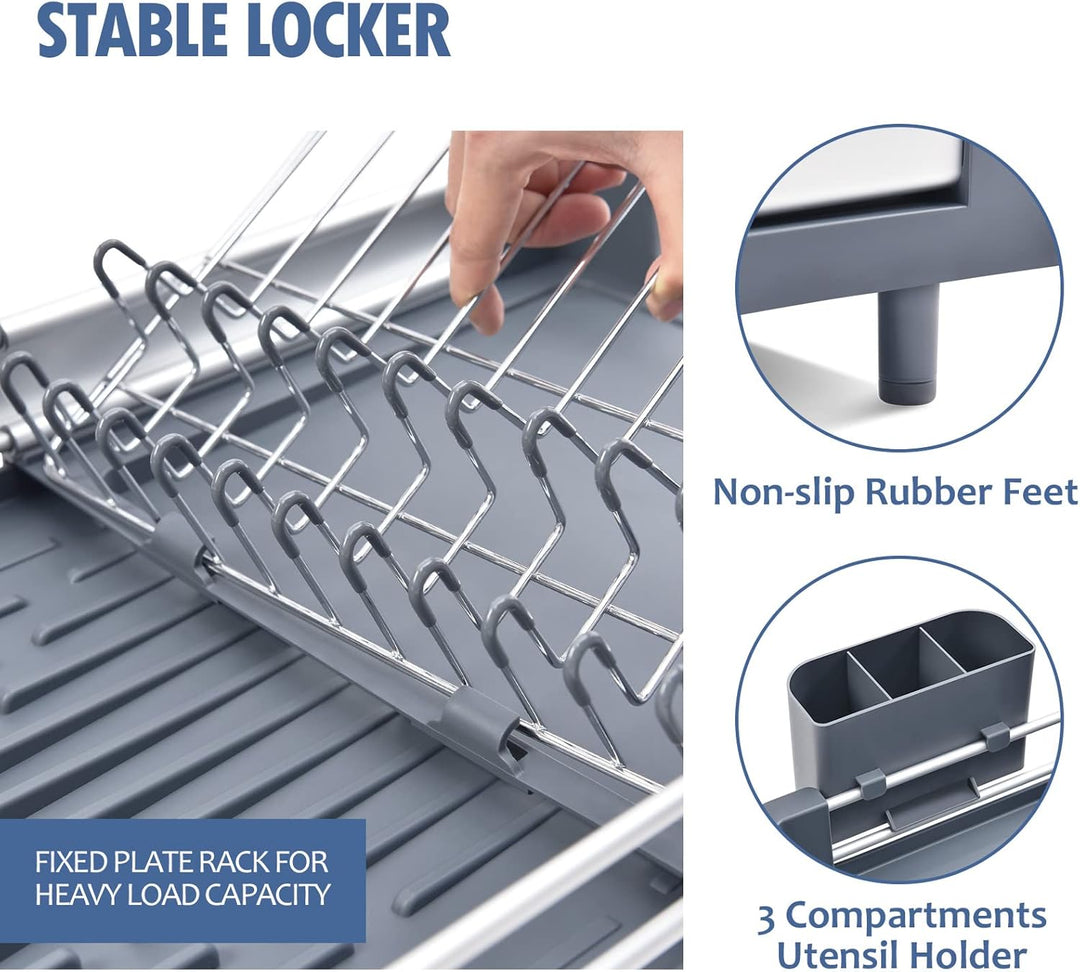 KINGRACK Erweiterbares Abtropfgestell,Geschirr abtropfgestell, Aluminium Geschirrkorb,Verstellbarer