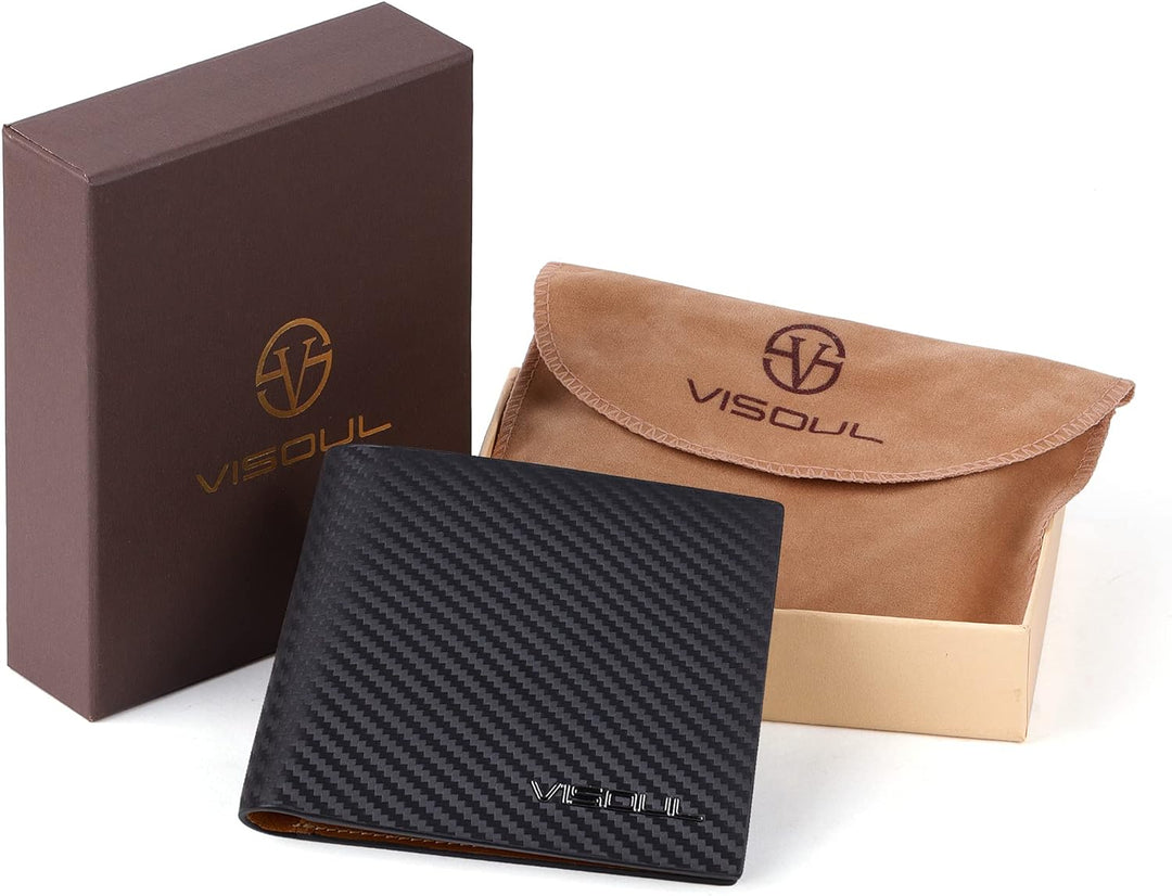 VISOUL Leder Geldbörse Herren mit ID-Fenster & RFID Schutz I Echtleder Geldbeutel für Männer I Porte