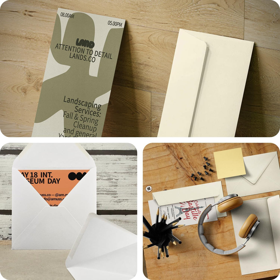 Netuno 100 Ecru DIN lang Briefumschläge geripptes Papier 11 x 22 cm 120g Aster Laid Ivory DL Umschlä