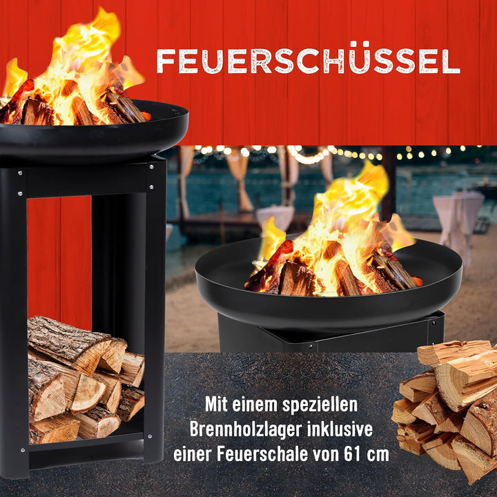 BBQ Collection 3-in-1 Feuerschale und Teppanyaki Grillrost - Feuerkorb - Plancha Grillplatte - 61 x