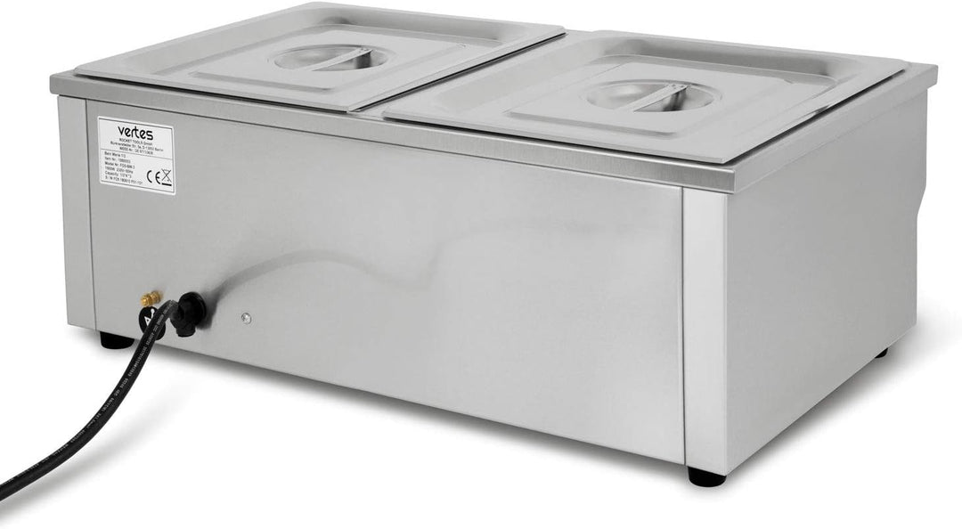 vertes Speisenwärmer Buffetwärmer Wärmebehälter Für Speisen Elektrisch 1500W aus Edelstahl (Inkl 2X