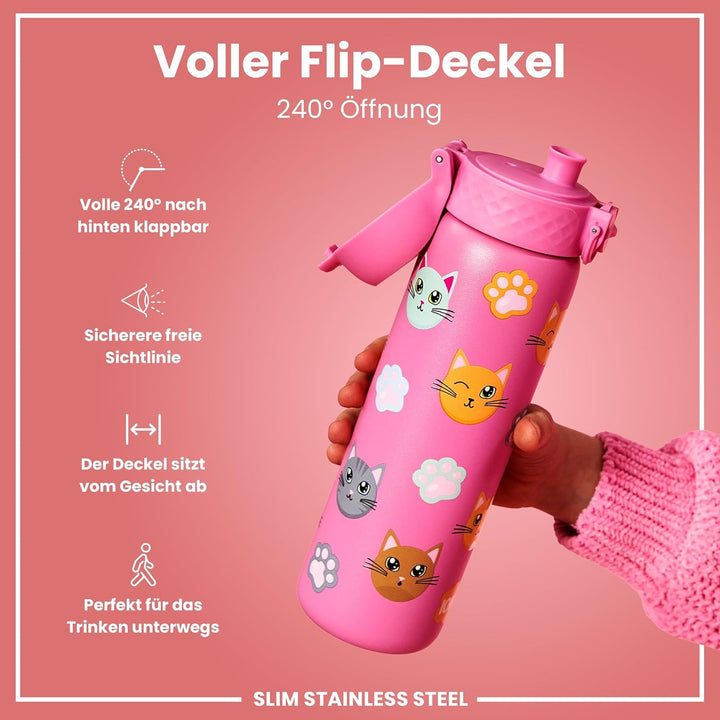 Ion8 Trinkflasche, Auslaufsicher, Einhandöffnung, Sichere Verriegelung, Spülmaschinenfest, Tragegrif