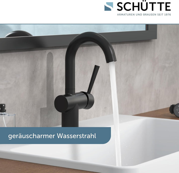 SCHÜTTE 79016 Waschtischarmatur CORNWALL mit hohem Auslauf, Wasserhahn für das Bad mit Pop-Up Exzent