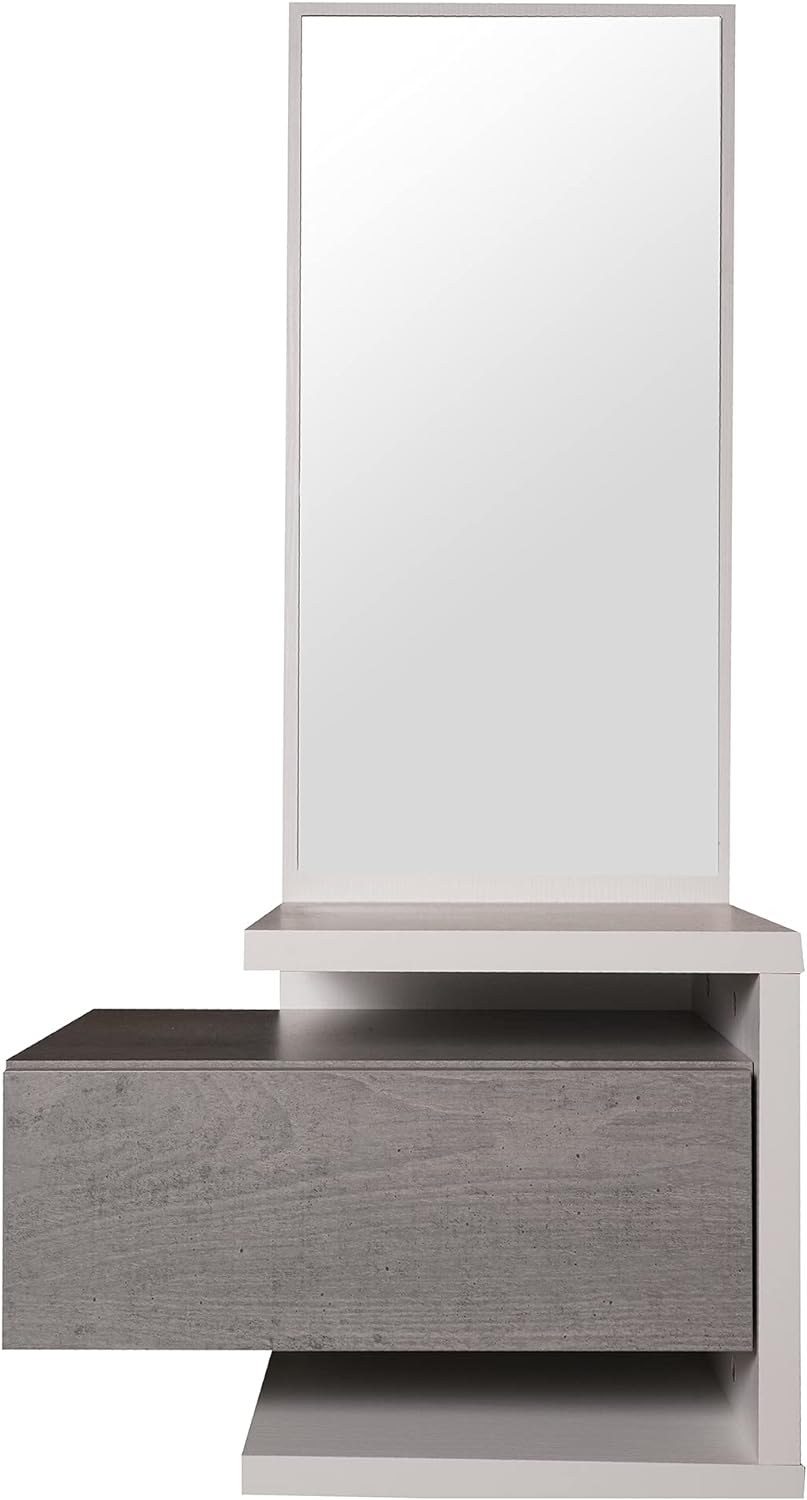 Dmora - Eingangsmöbel mit Spiegel, Flureingang mit Schublade und Regal, Taschenleerer für kleine Woh